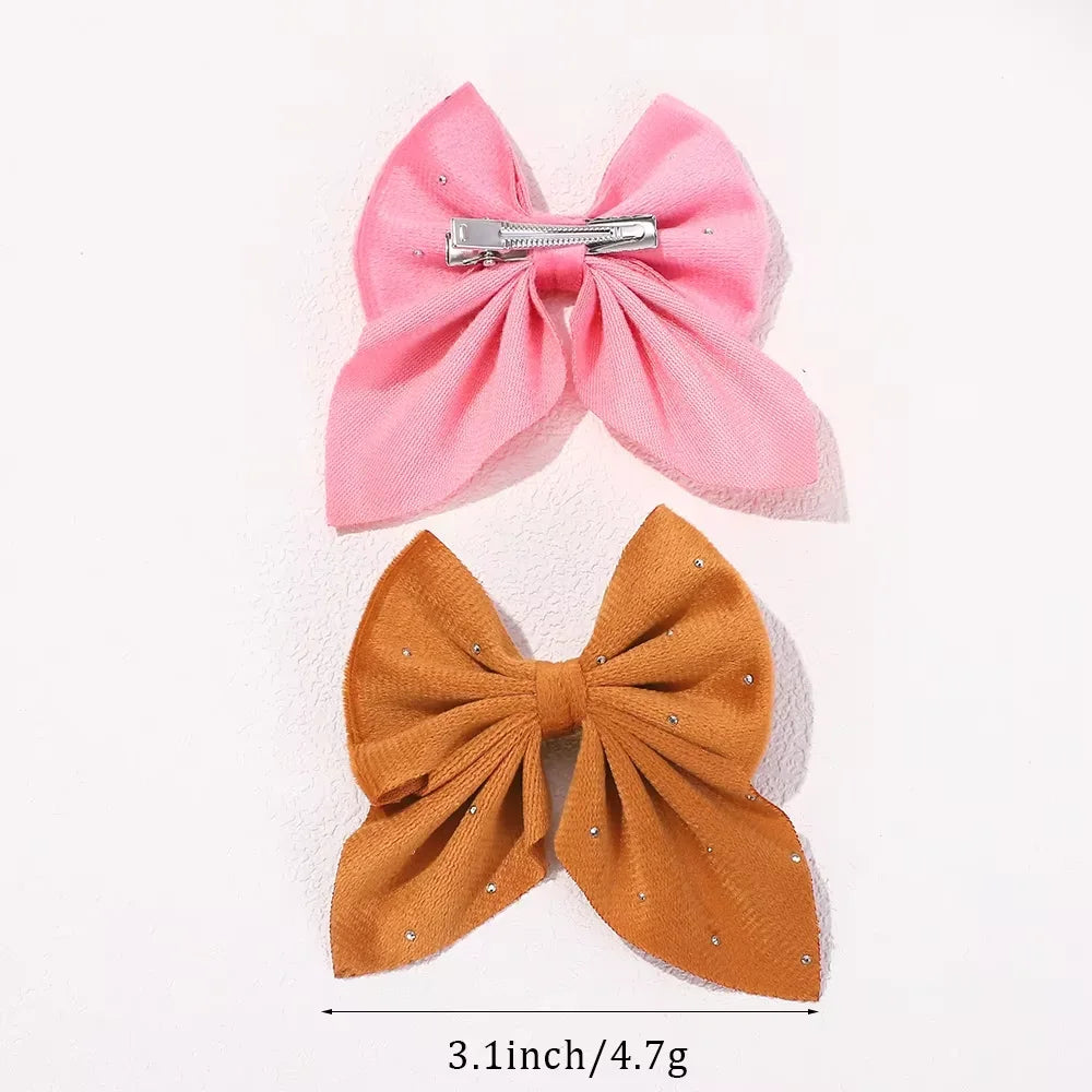 Barrettes Nœud Rouge Velours pour Fille – Lot de 2 Accessoires Cheveux à Pois Étoilés FelizShop