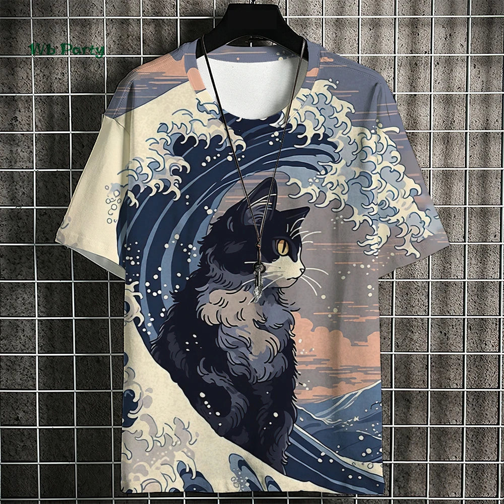 T-shirt Homme Chat Samouraï – Style Harajuku Oversize🚚Livraison rapide gratuite et sécurisée FelizShop