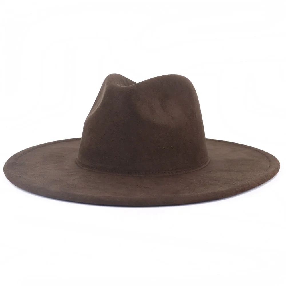 9.5 CM Big Brim Jazz Fedora Hats Men Suede Fabric Heart Top Felt Cap Women Luxury Designer Brand Party Green Fascinator Hats FelizShop