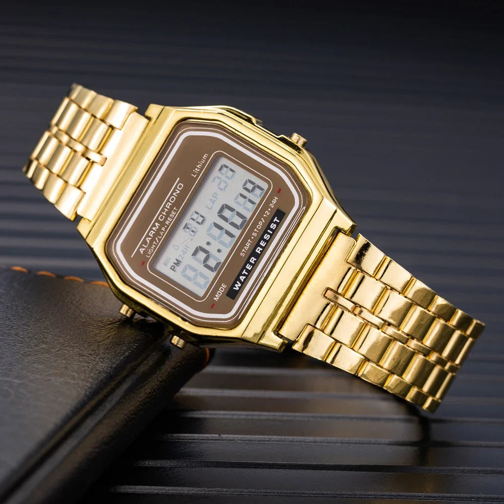Montre Digitale LED 2025 – Sport & Waterproof – Unisexe, Style Moderne & Finition Dorée🚚 Livraison rapide en 8 à 12 jours ouvrés depuis la France FelizShop