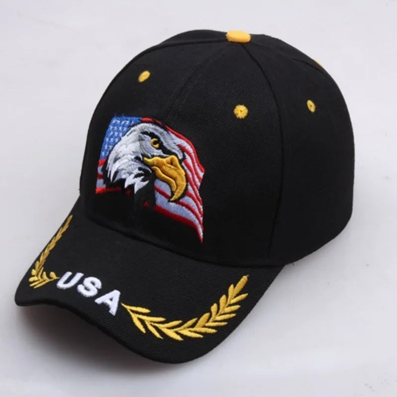 Casquette unisexe brodée aigle chauve & drapeau USA — Casquette baseball été outdoor — Anti-UV, protection solaire — Style hip-hop et sports🚚 Livraison rapide FelizShop