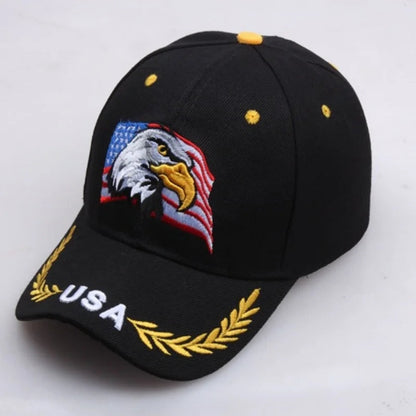 Casquette unisexe brodée aigle chauve & drapeau USA — Casquette baseball été outdoor — Anti-UV, protection solaire — Style hip-hop et sports🚚 Livraison rapide FelizShop