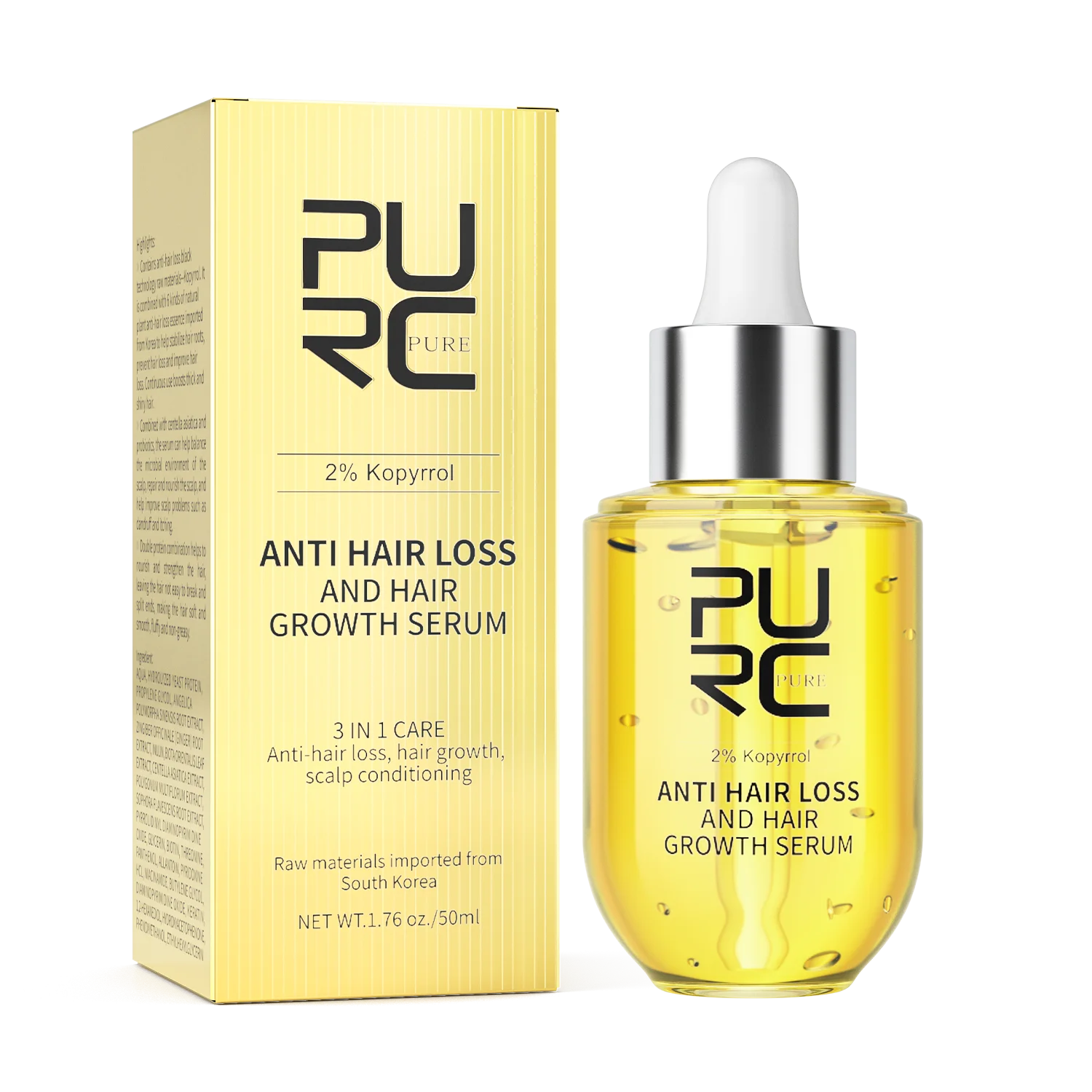 Sérum Capillaire PURC Biotine & Gingembre – Soin Réparateur & Hydratant – 35ml / 50ml🚚 Livraison rapide en 8 à 12 jours ouvrés depuis la France FelizShop