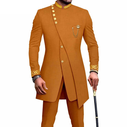 Costume Africain Homme – Blazer Brodé & Pantalon Slim FelizShop