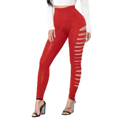 Leggings femme – Leggings "Candy" unis pour l’été, effet déchiré sexy avec découpes, extensibles, taille élastique. Coupe slim moulante, parfaite pour un look tendance et audacieux.🚚Livraison gratuite rapide et s FelizShop