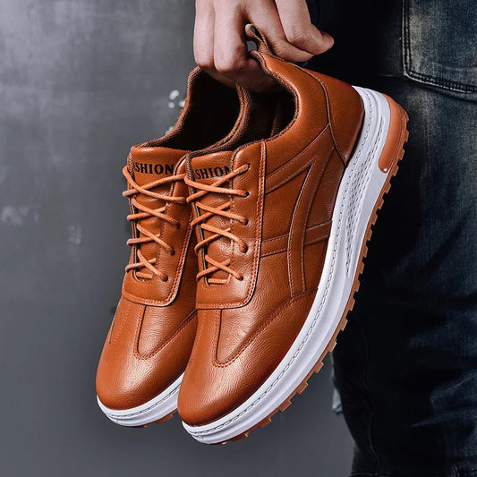 Sneakers en cuir PU pour homme — Chaussures business casual — Baskets respirantes d’extérieur — Mocassins mode pour homme — Chaussures de marche🚚 Livraison rapide FelizShop