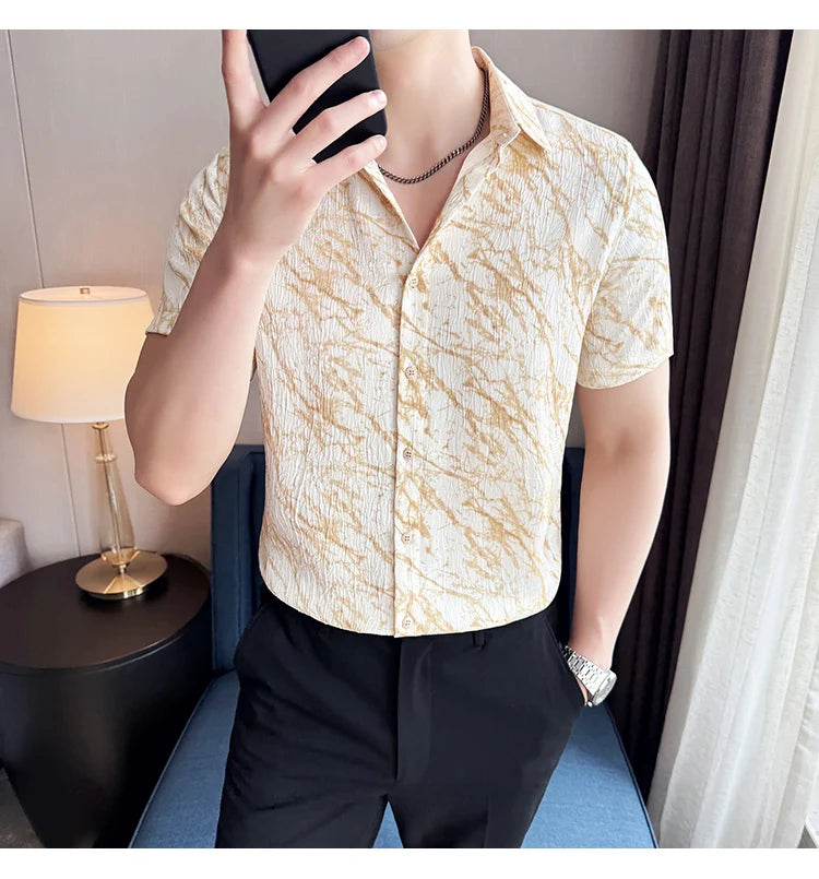 Chemise Slim Fit Homme Été – Jacquard Texturé & Design Élégant | Jusqu’au 4XL 🚚Livraison rapide gratuite et sécurisée FelizShop