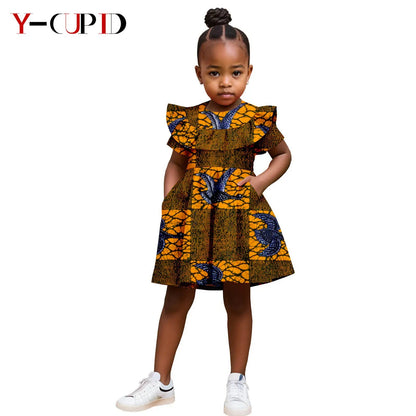Robe Africaine Fille – Imprimé Wax Dashiki à Volants Été FelizShop