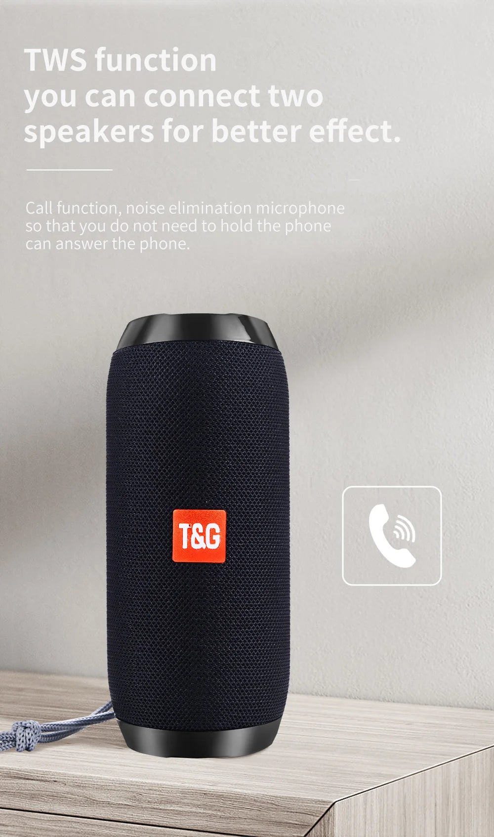 Enceinte Bluetooth Portable T&G TG117 – Haut-parleur Étanche TWS, Son Stéréo Surround, Support Carte TF et Radio FM, Idéal pour l’Extérieur 🚚 Livraison rapide en 8 à 12 jours ouvrés depuis la France ou nos entre FelizShop