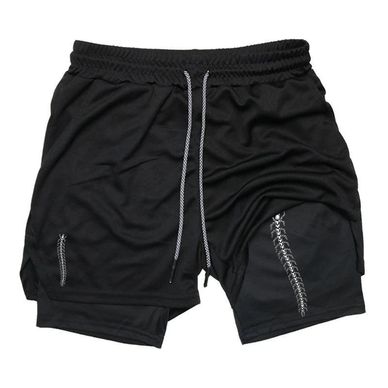 Shorts de compression homme avec poche téléphone — Sports, boucle serviette, entraînement gym — Imprimé été 2 en 1🚚 Livraison rapide en 8 à 12 jours ouvrés depuis la France FelizShop