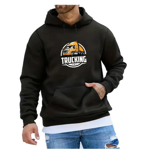 Sweat à Capuche Homme Style Streetwear – Pull Loose à Imprimé Camion, Manches Longues, Mode Décontractée Sport🚚 livraison gratuite TruckingStyle