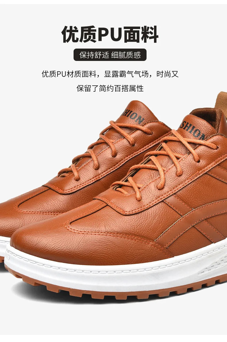 Sneakers en cuir PU pour homme — Chaussures business casual — Baskets respirantes d’extérieur — Mocassins mode pour homme — Chaussures de marche🚚 Livraison rapide FelizShop