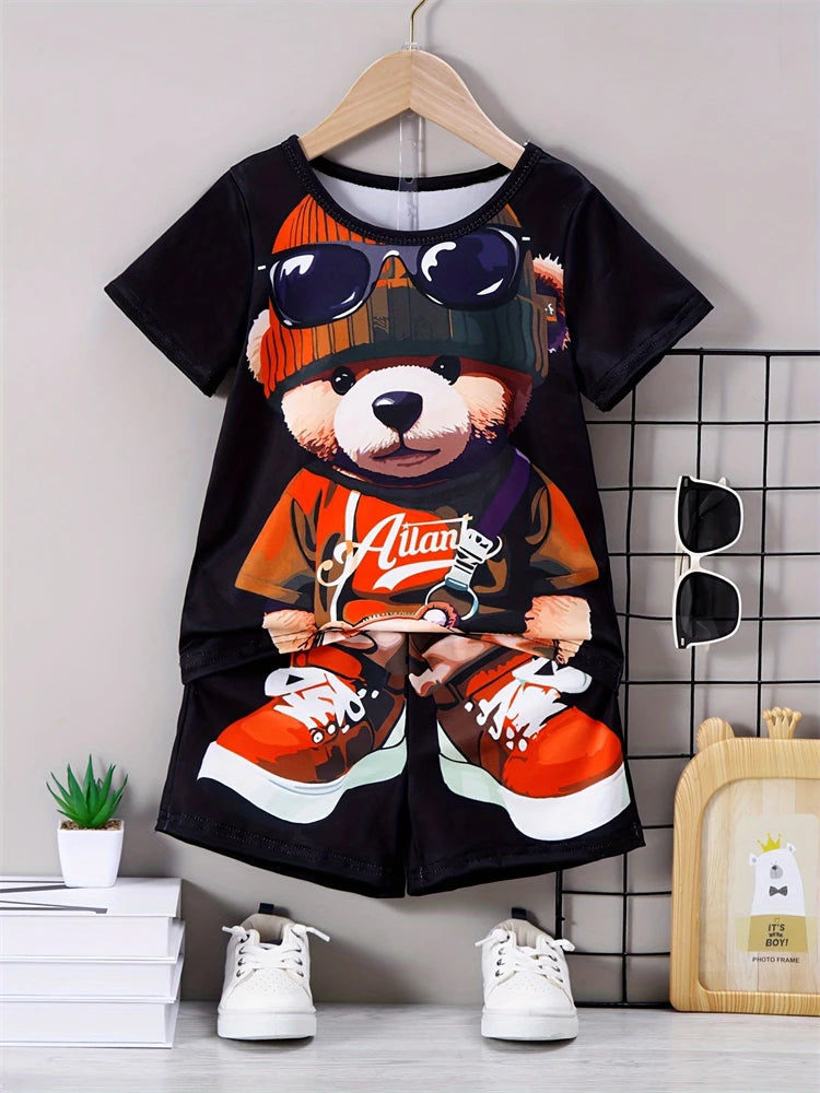 Ensemble Été 2025 Homme – T-Shirt + Short Imprimé Ours – Style Streetwear & Respirant🚚 Livraison rapide en 8 à 12 jours ouvrés depuis la France FelizShop