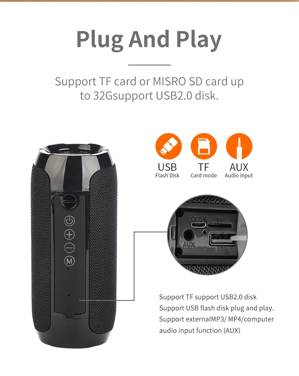 Enceinte Bluetooth Portable T&G TG117 – Haut-parleur Étanche TWS, Son Stéréo Surround, Support Carte TF et Radio FM, Idéal pour l’Extérieur 🚚 Livraison rapide en 8 à 12 jours ouvrés depuis la France ou nos entre FelizShop