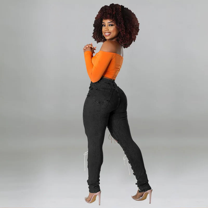 Women's Lace Up Skinny Jeans Stretch Distressed Destroyed Denim Pants Sexy Daily Date Street Going Out Night Club Party Jeans
🚚Livraison gratuite rapide et sécurisé FR FelizShop