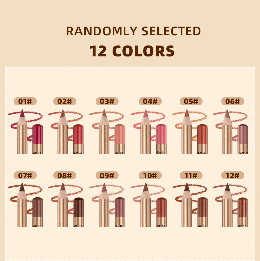 Set 12 Crayons à Lèvres Mat – Waterproof & Longue Tenue | Lip Liner Non-Transfert pour Contour Précis & Maquillage Parfait🚚 Livraison rapide FelizShop