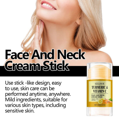 Stick Crème Visage & Cou au Curcuma – Raffermissant, Éclaircissant & Hydratant | Anti-Rides & Anti-Lignes du Cou🚚 Livraison rapide FelizShop