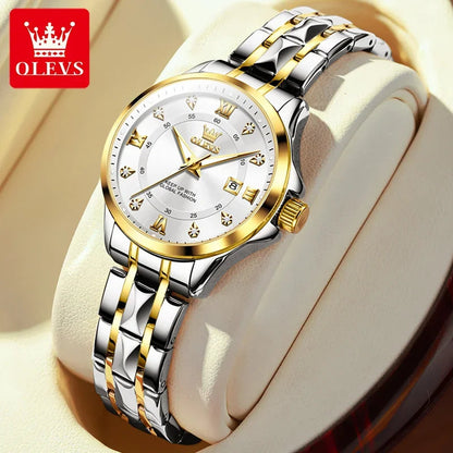 Montres Couple OLEVS 2906 – Montre Homme & Femme Quartz Luxe Étanche Acier FelizShop