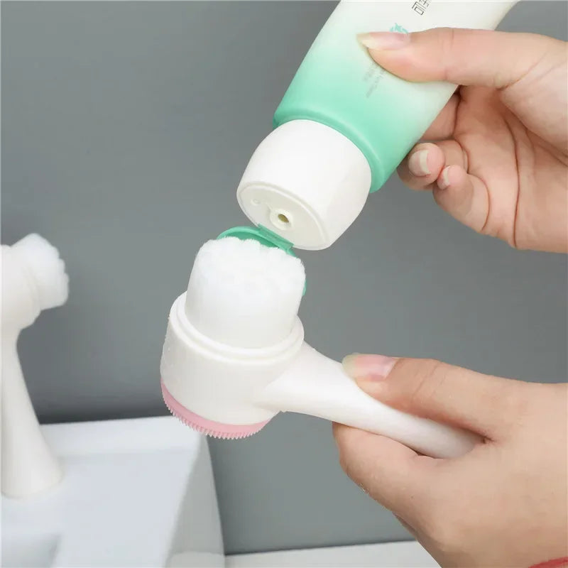 Silicone Facial Facial Cleansing Brush Manual Massage Facial Cleansing Brush Soft Bristles Silicone 3D Double-Sided Face Brushes 🚚 Livraison rapide en 8 à 12 jours ouvrés depuis la France FelizShop