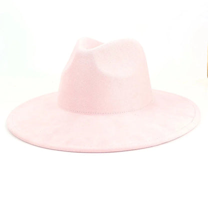 9.5 CM Big Brim Jazz Fedora Hats Men Suede Fabric Heart Top Felt Cap Women Luxury Designer Brand Party Green Fascinator Hats FelizShop