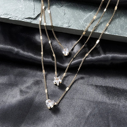 Collier pendentif tendance pour femme – Choker à chaînes multiples avec zircon brillant, bijou mode pour soirée, cadeau élégant.🚚 Livraison rapide en 8 à 12 jours ouvrés depuis la France FelizShop