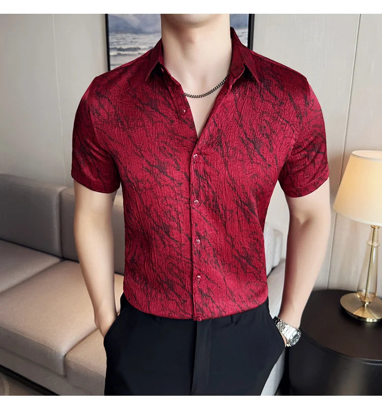 Chemise Slim Fit Homme Été – Jacquard Texturé & Design Élégant | Jusqu’au 4XL 🚚Livraison rapide gratuite et sécurisée FelizShop