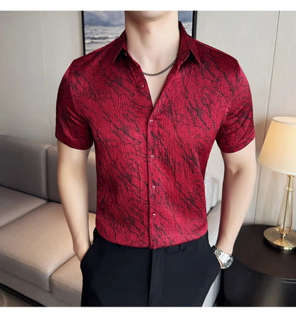 Chemise Slim Fit Homme Été – Jacquard Texturé & Design Élégant | Jusqu’au 4XL 🚚Livraison rapide gratuite et sécurisée FelizShop
