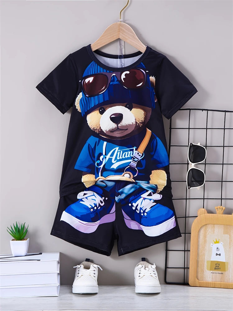 Ensemble Été 2025 Homme – T-Shirt + Short Imprimé Ours – Style Streetwear & Respirant🚚 Livraison rapide en 8 à 12 jours ouvrés depuis la France FelizShop
