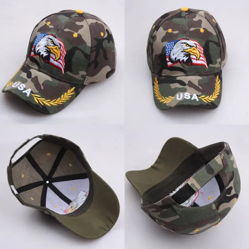 Casquette unisexe brodée aigle chauve & drapeau USA — Casquette baseball été outdoor — Anti-UV, protection solaire — Style hip-hop et sports🚚 Livraison rapide FelizShop