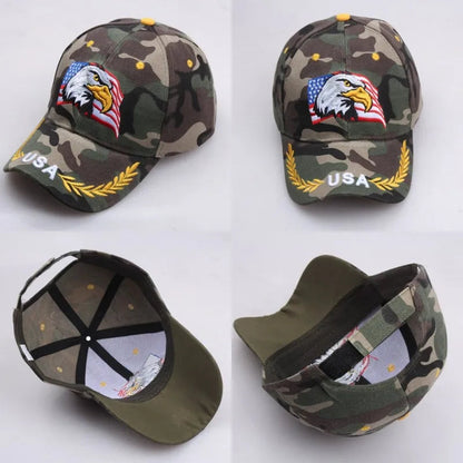 Casquette unisexe brodée aigle chauve & drapeau USA — Casquette baseball été outdoor — Anti-UV, protection solaire — Style hip-hop et sports🚚 Livraison rapide FelizShop