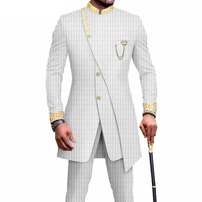 Costume Africain Homme – Blazer Brodé & Pantalon Slim FelizShop