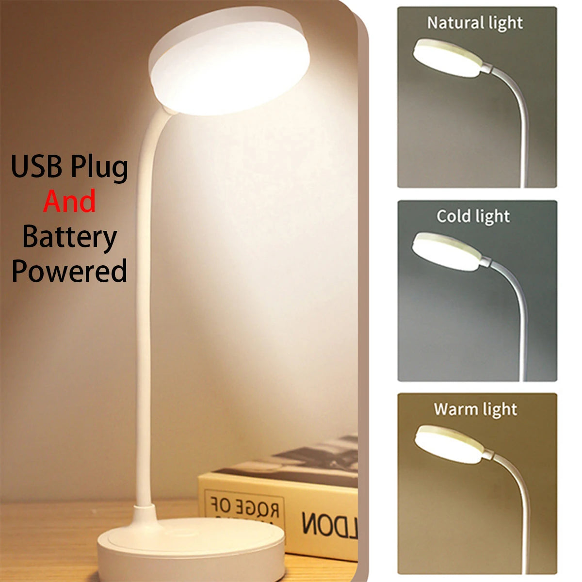 LED Desk Lamp 3 Levels Dimmable USB Rechargeable Battery Powered Portable Touch Table Light Eye Protection For Bedroom Bedside 🚚 Livraison rapide en 8 à 12 jours ouvrés depuis la France FelizShop