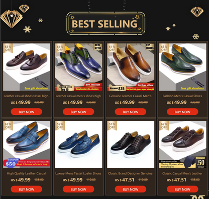 Chaussures en cuir casual haut de gamme pour homme — Style britannique classique, faites main — Chaussures plates confortables pour rendez-vous, soirées et fêtes🚚 Livraison rapide en 8 à 12 jours ouvrés depuis la F FelizShop