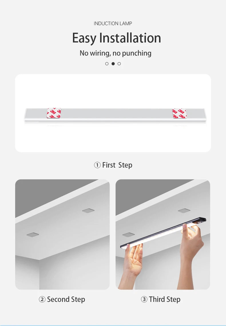 LED Cabinet Light USB Type-C Rechargeable Motion Sensor Led Lamp for Kitchen Wardrobe Cabinet Lighting 20cm/30cm/40cm/50cm/60cm 🚚 Livraison rapide en 8 à 12 jours ouvrés depuis la France FelizShop