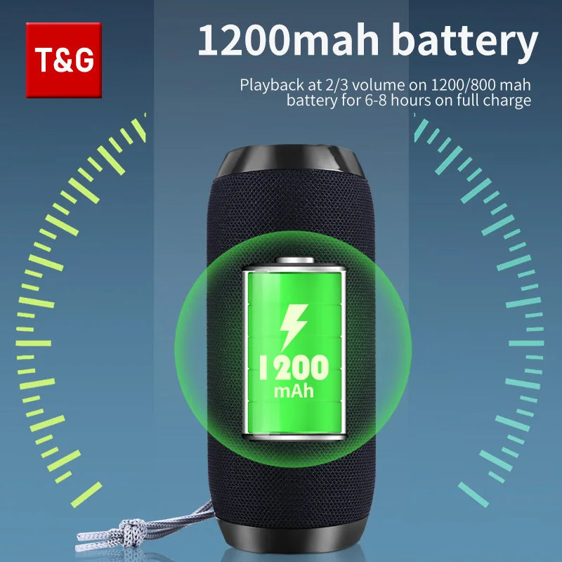 Enceinte Bluetooth Portable T&G TG117 – Haut-parleur Étanche TWS, Son Stéréo Surround, Support Carte TF et Radio FM, Idéal pour l’Extérieur 🚚 Livraison rapide en 8 à 12 jours ouvrés depuis la France ou nos entre FelizShop
