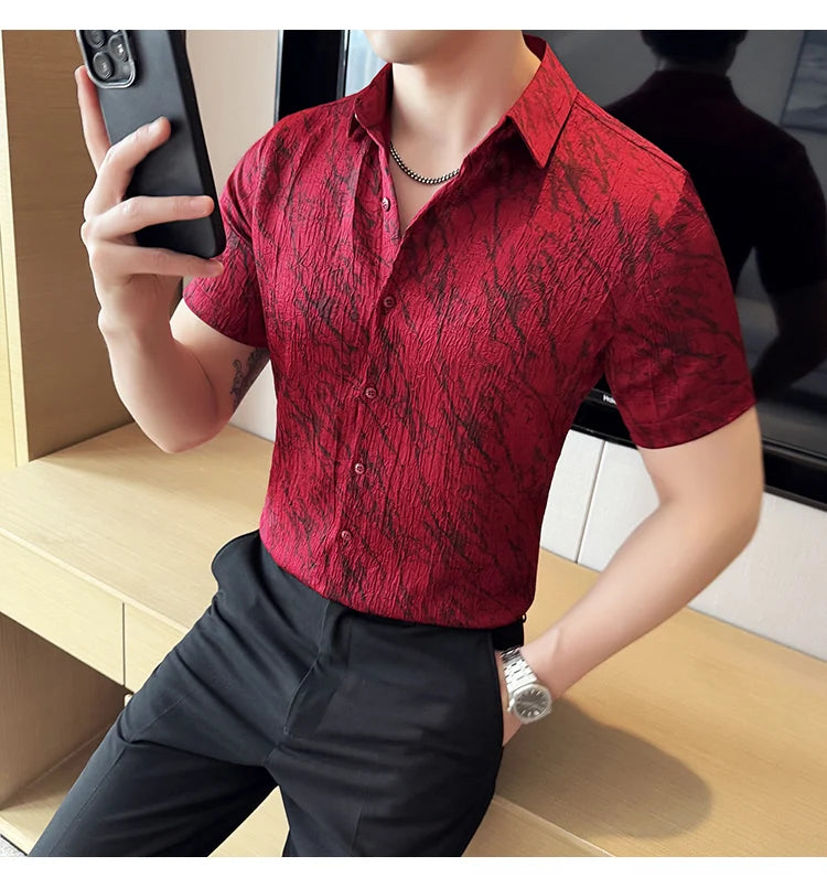 Chemise Slim Fit Homme Été – Jacquard Texturé & Design Élégant | Jusqu’au 4XL 🚚Livraison rapide gratuite et sécurisée FelizShop