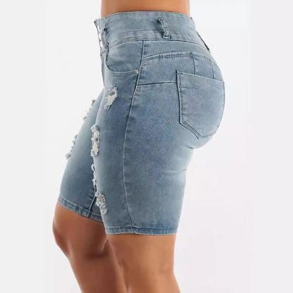 Short en Jean Femme – Taille Haute, Effet Push-Up, Tissu Élastique, Coupe Slim Déchirée, Look Mode & Féminin🚚 Livraison rapide en 8 à 12 jours ouvrés depuis la France FelizShop