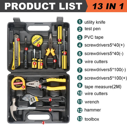 Kit d’Outils 8/9/12/13 Pièces avec Mallette – Réparation Maison & Auto FelizShop