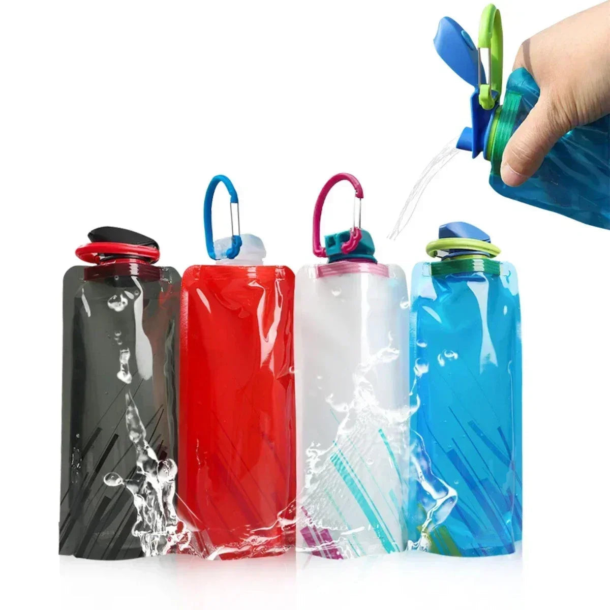 Gourde souple pliable portable 700 ml — Sac d’eau réutilisable pour activités outdoor — Avec mousqueton 🚚 Livraison rapide en 8 à 12 jours ouvrés depuis la France FelizShop