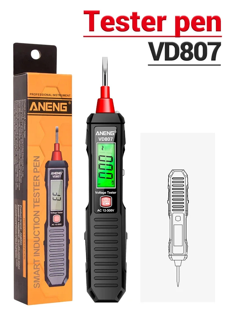 ANENG VD807 – Stylo testeur électrique intelligent à induction, capteur NCV sans contact, détecteur de tension AC 12–300V, fréquence 50/60Hz. Outil portable de détection de fils électriques.🚚Livraison gratuite ra FelizShop