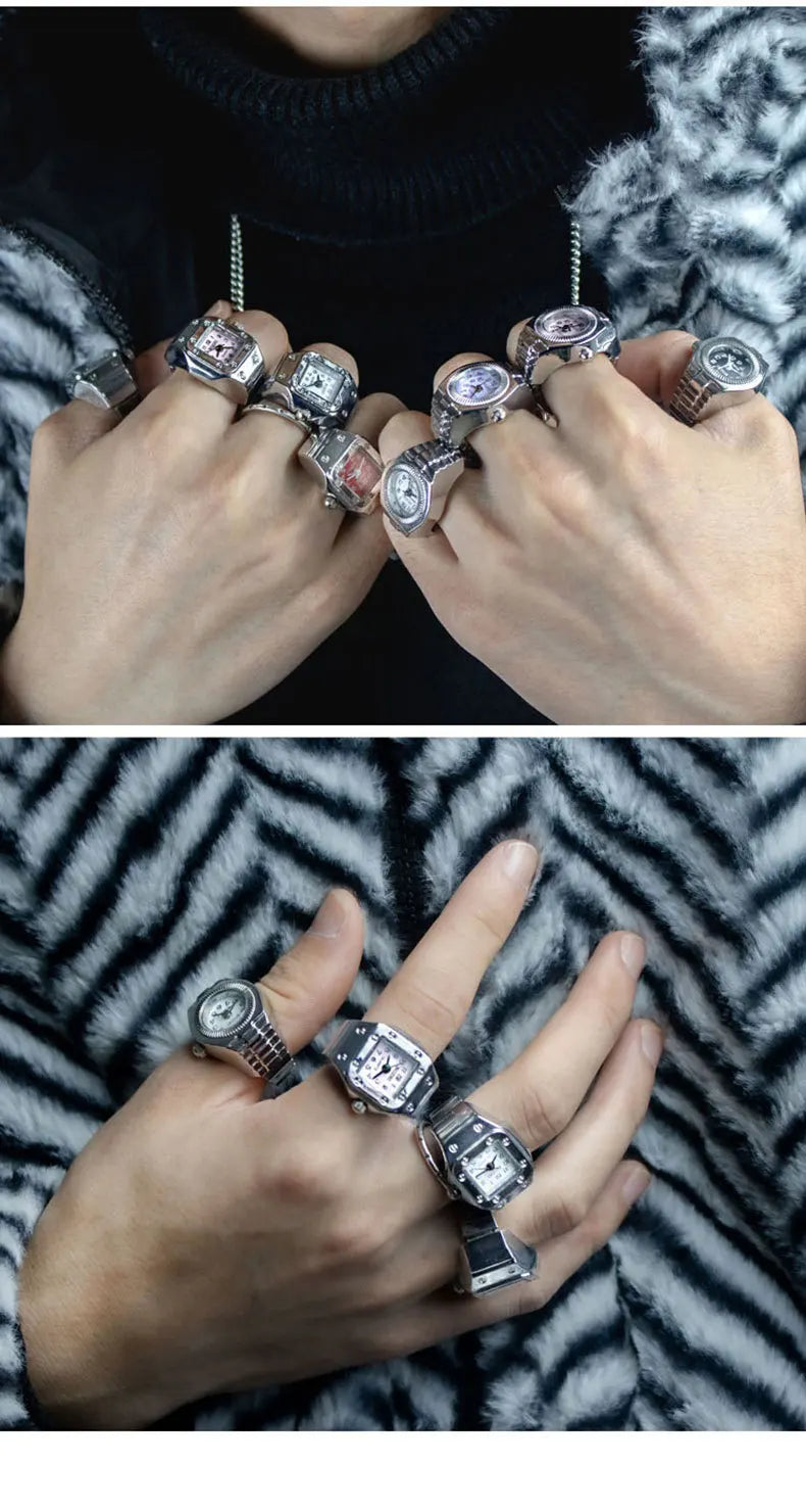 Bague Montre Rétro Punk – Anneau Quartz Vintage avec Chiffres Romains FelizShop