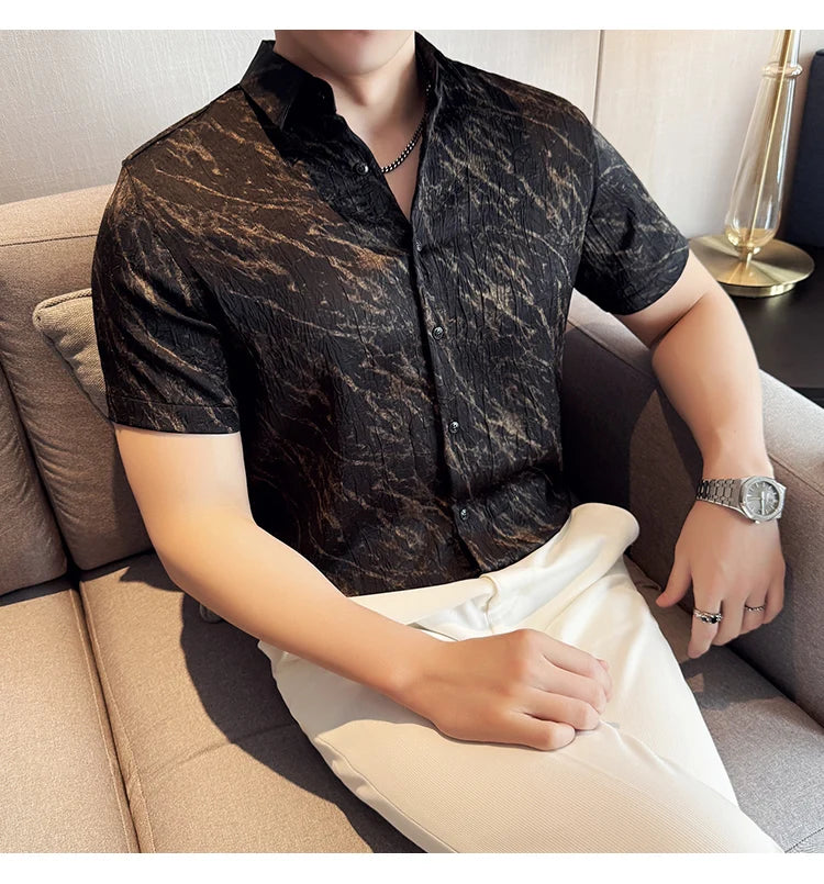 Chemise Slim Fit Homme Été – Jacquard Texturé & Design Élégant | Jusqu’au 4XL 🚚Livraison rapide gratuite et sécurisée FelizShop
