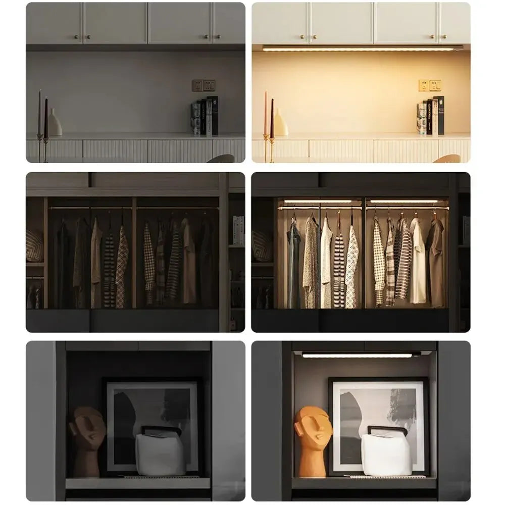 LED Cabinet Light USB Type-C Rechargeable Motion Sensor Led Lamp for Kitchen Wardrobe Cabinet Lighting 20cm/30cm/40cm/50cm/60cm 🚚 Livraison rapide en 8 à 12 jours ouvrés depuis la France FelizShop