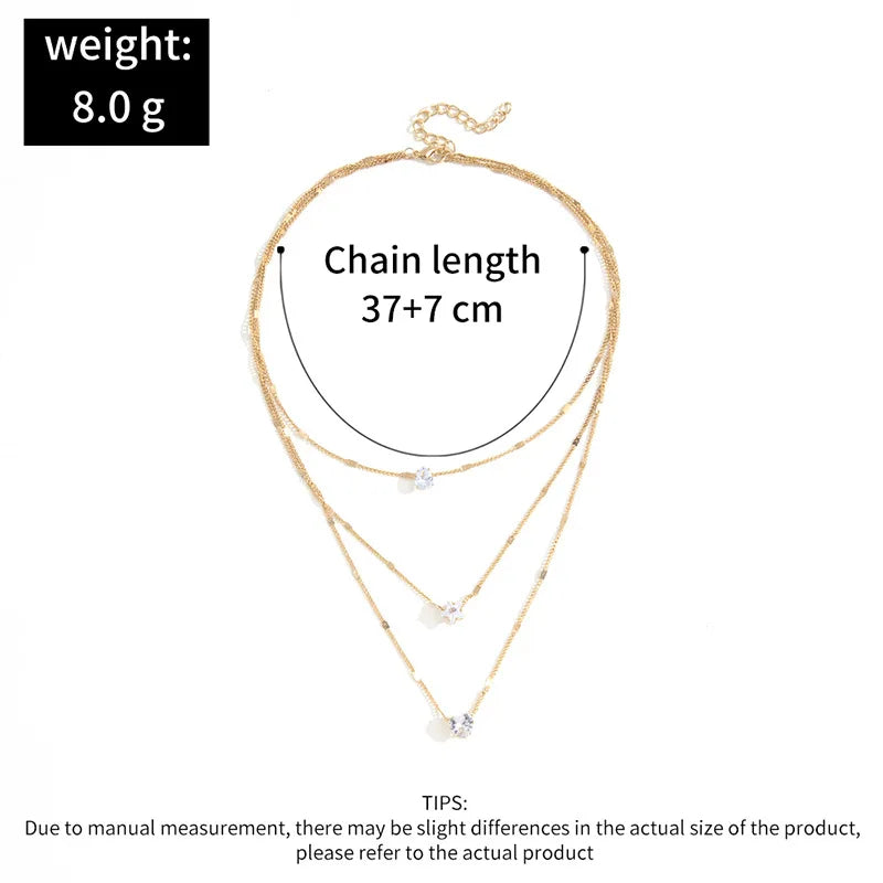 Collier pendentif tendance pour femme – Choker à chaînes multiples avec zircon brillant, bijou mode pour soirée, cadeau élégant.🚚 Livraison rapide en 8 à 12 jours ouvrés depuis la France FelizShop
