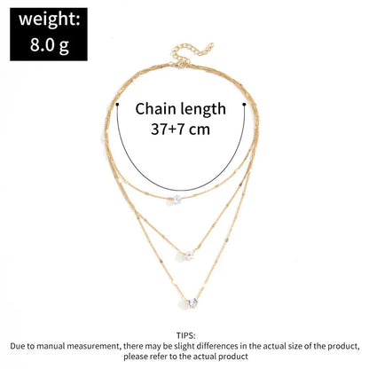 Collier pendentif tendance pour femme – Choker à chaînes multiples avec zircon brillant, bijou mode pour soirée, cadeau élégant.🚚 Livraison rapide en 8 à 12 jours ouvrés depuis la France FelizShop