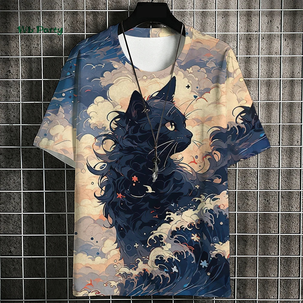 T-shirt Homme Chat Samouraï – Style Harajuku Oversize🚚Livraison rapide gratuite et sécurisée FelizShop