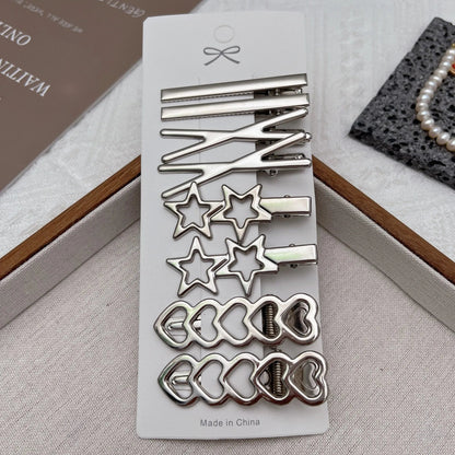 Lot de 8 Barrettes Cheveux Métal Argentées – Style Coréen & Géométrique FelizShop