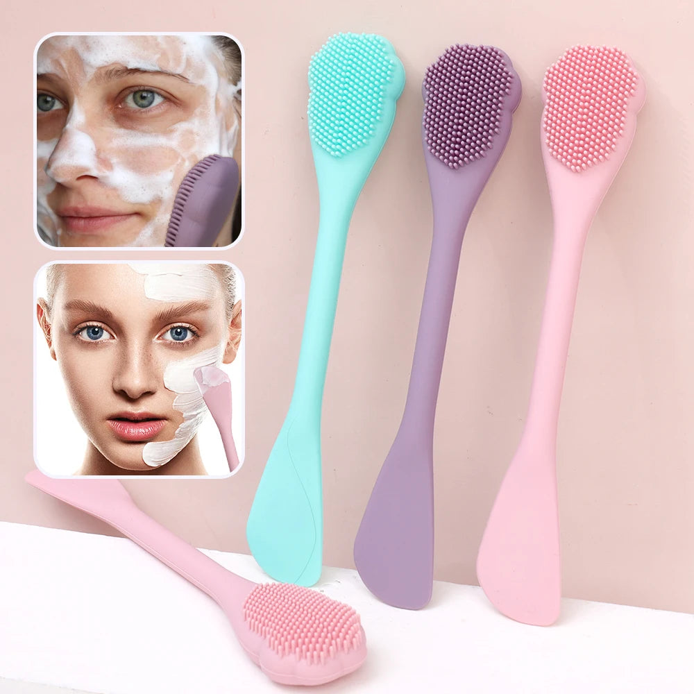 Soft Silicone Facial Cleansing Brush 2 in 1 Silicone Face Mask Brush & Face Scrubber For Exfoliating Massaging Remove Blackhead 🚚 Livraison rapide en 8 à 12 jours ouvrés depuis la France FelizShop