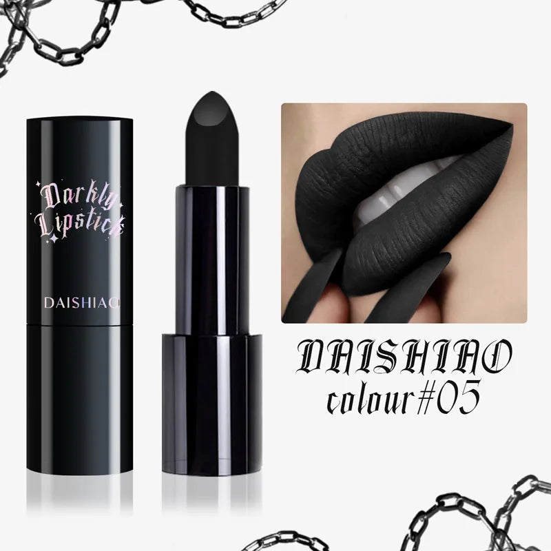 Rouge à Lèvres Mat Noir & Violet – Spécial Halloween | Waterproof & Longue Tenue | Look Gothique & Dramatique🚚 Livraison rapide FelizShop