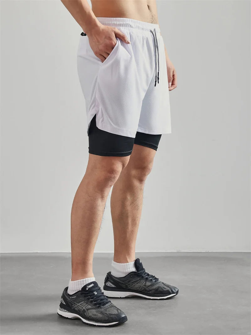Shorts de compression homme avec poche téléphone — Sports, boucle serviette, entraînement gym — Imprimé été 2 en 1🚚 Livraison rapide en 8 à 12 jours ouvrés depuis la France FelizShop